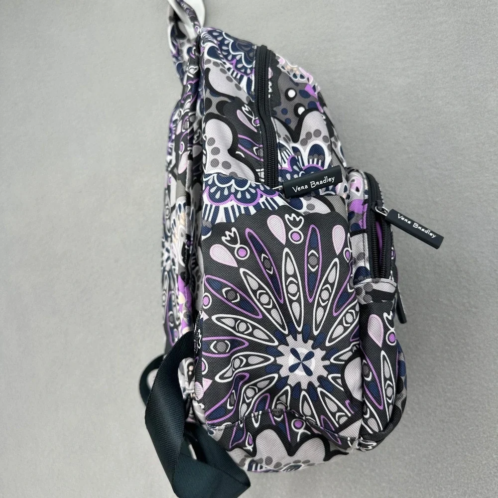 Vera Bradley Heather Small Backpack Purple Grey Floral Paisley Zippered Bag